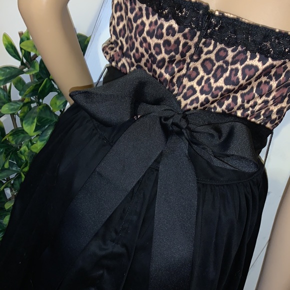 strapless black Lacey leopard rockabilly 50s pin up dress M NWT - Picture 2 of 11